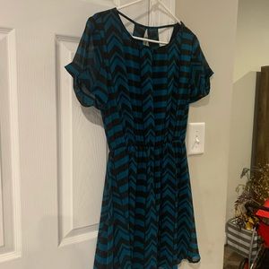 Blue/greenish and black dress